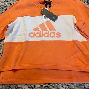 Adidas Orange and White Pullover Sweatshirt
